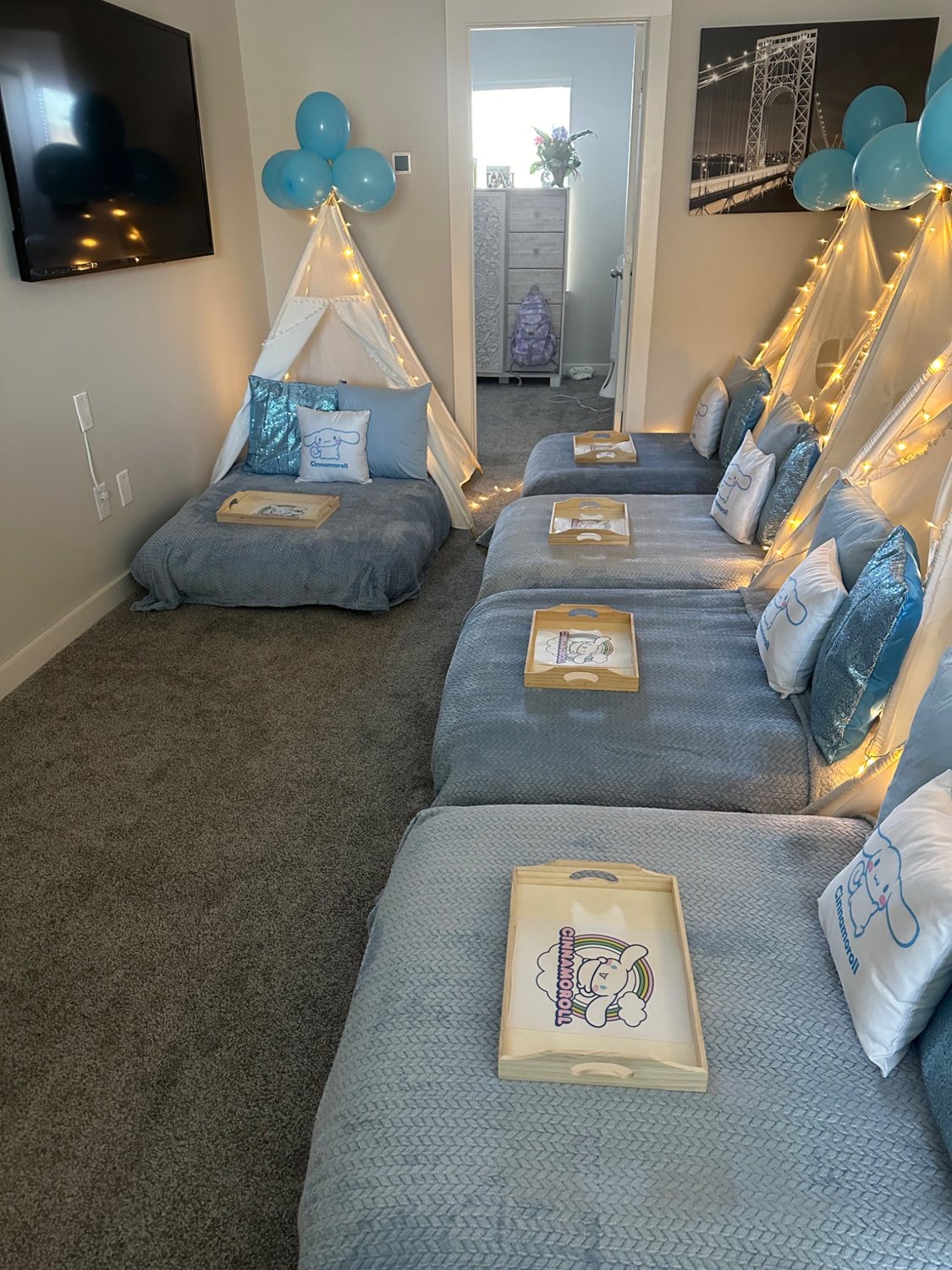Blue character teepee sleepover