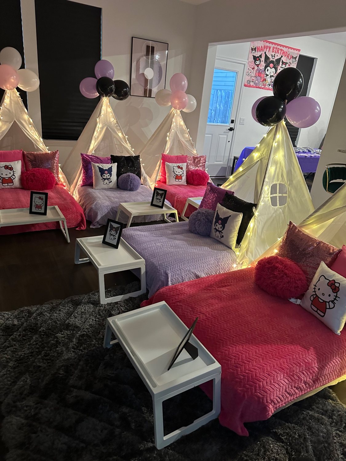 Pink purple character teepee party
